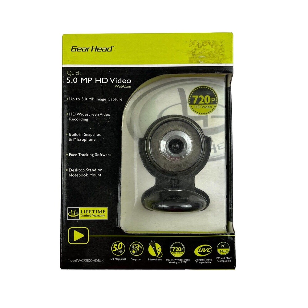 Gear Head Quick 5.0 MP HD Video WebCam (Black) WCF2800HDBLK 720P